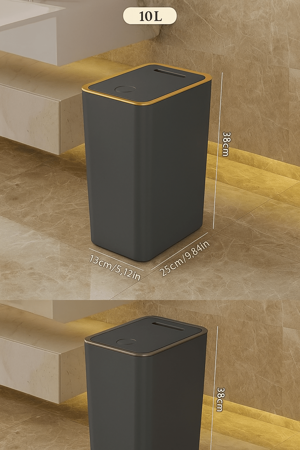 Poubelle Anti - Odeur 10L Compacte | PureLine - Rangement Facile