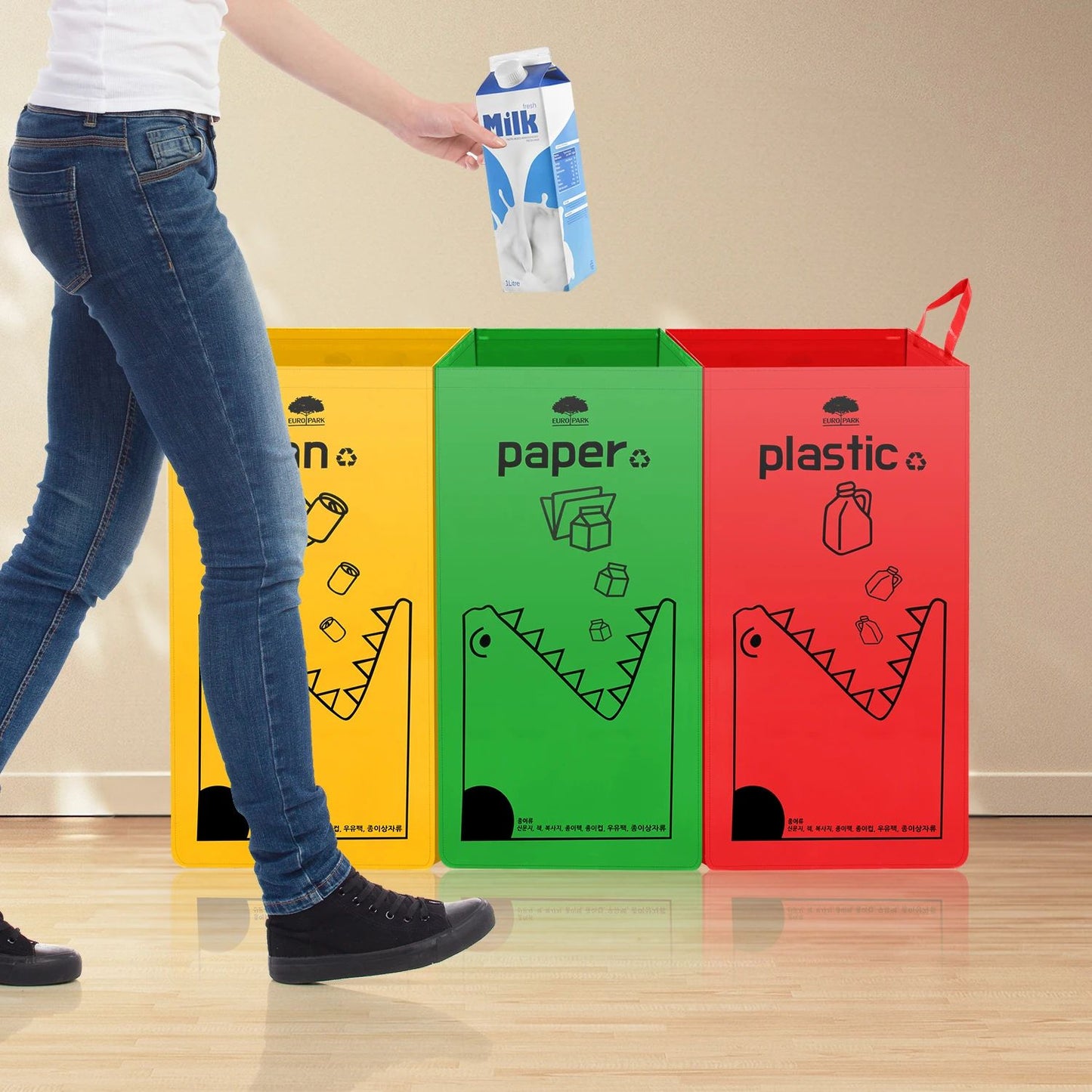 Poubelle de tri moderneeco colore jete