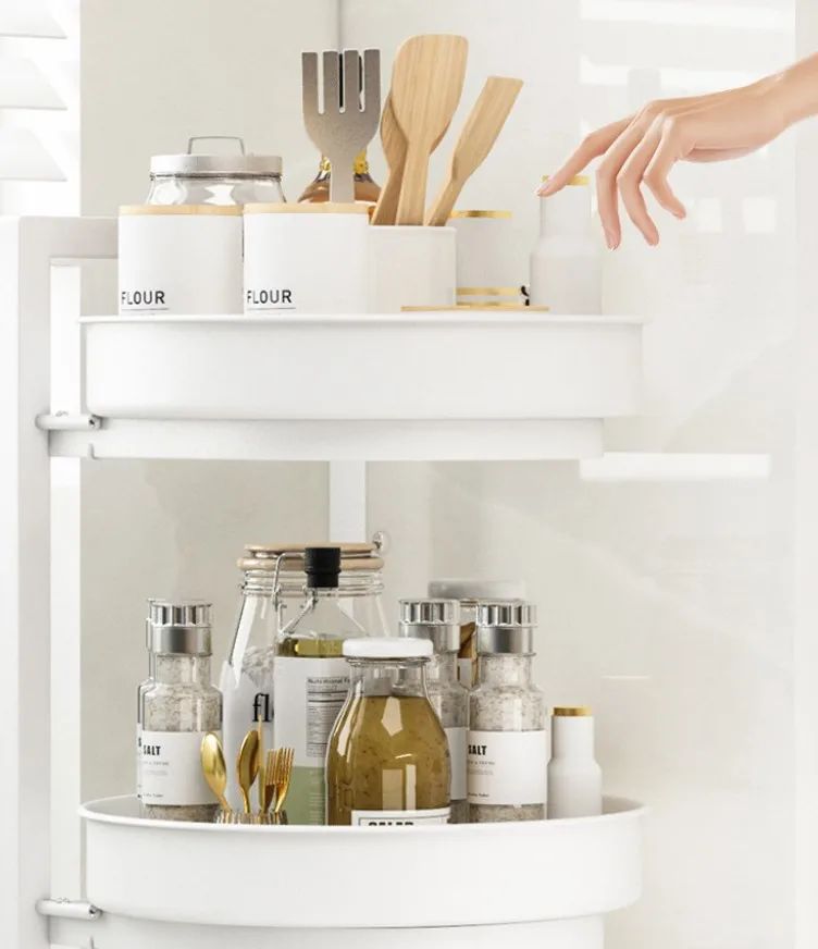 cuisine étagères rotatives 360° à deux niveaux | OrganizeMax - Rangement Facile