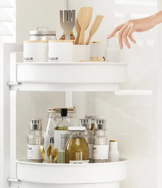cuisine étagères rotatives 360° à deux niveaux | OrganizeMax - Rangement Facile