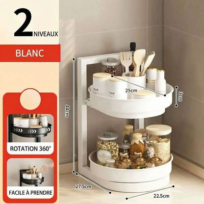 cuisine étagères rotatives 360° à deux niveaux | OrganizeMax - Rangement Facile