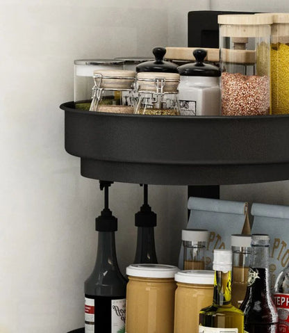 cuisine étagères rotatives 360° à deux niveaux | OrganizeMax - Rangement Facile