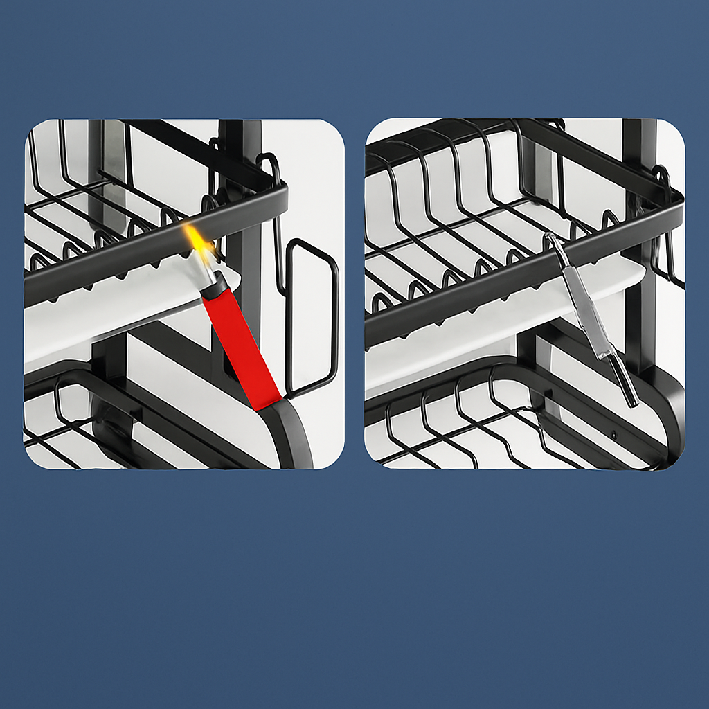 egouttoir vaisselle premium inox anti feu resistant couteau