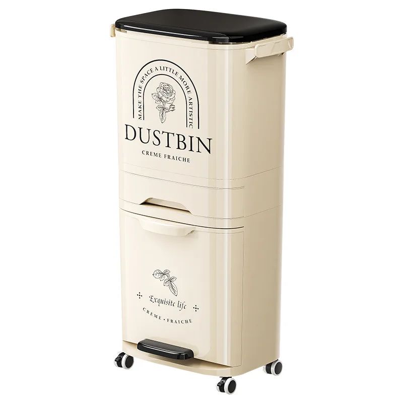 poubelle cuisine chic blanc bac roue poignee