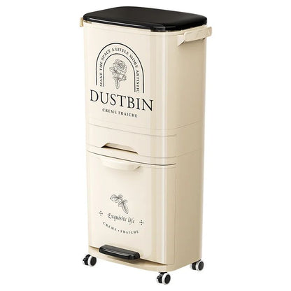 poubelle cuisine chic blanc bac roue poignee