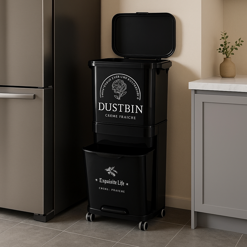 poubelle cuisine chic noir ouvert