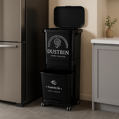 poubelle cuisine chic noir ouvert