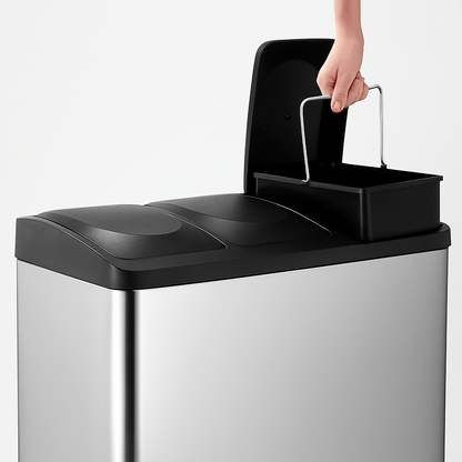 Poubelle de tri | Design Inox 3 compartiments - Rangement Facile