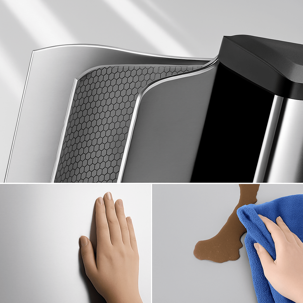 Poubelle de tri | Design Inox 3 compartiments - Rangement Facile