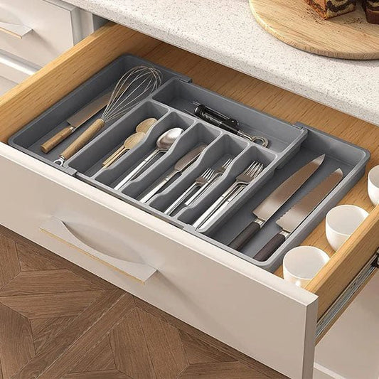 range couverts tiroir extensible 8 compartiments | OrganiFlex - Rangement Facile