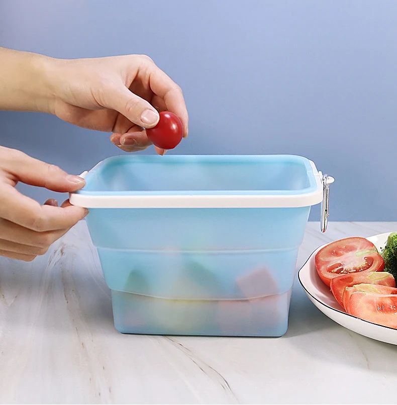 rangement frigo sac lunch box bleu ouvert